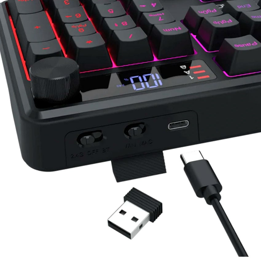 TECLADO REDRAGON VOLCANO K526 PRO INALÁMBRICO ESPAÑOL BLACK - 4