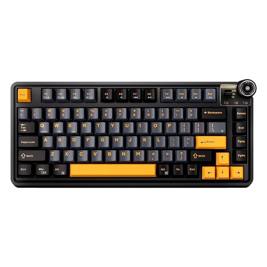TECLADO AULA AU75 RGB INALÁMBRICO BLACK YELLOW - MECHANICAL SWITCH - 2