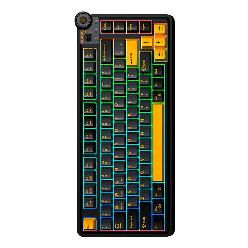 TECLADO AULA AU75 RGB INALÁMBRICO BLACK YELLOW - MECHANICAL SWITCH - 3