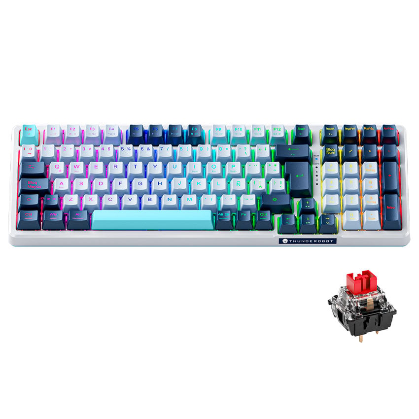 TECLADO MECANICO GAMER THUNDEROBOT K98 AZUL SWITCHES OUTEMU ROJOS - 1