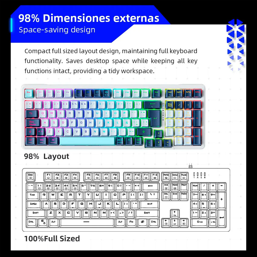 TECLADO MECANICO GAMER THUNDEROBOT K98 ROJO SWITCHES OUTEMU ROJOS - 3