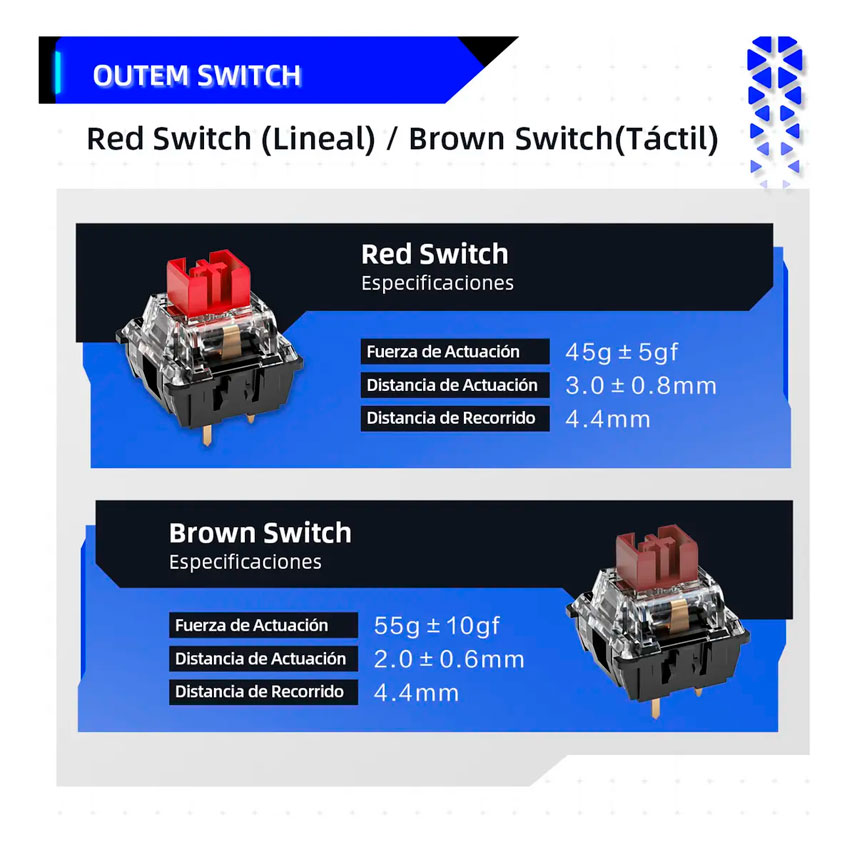 TECLADO MECANICO GAMER THUNDEROBOT K98 ROJO SWITCHES OUTEMU ROJOS - 8