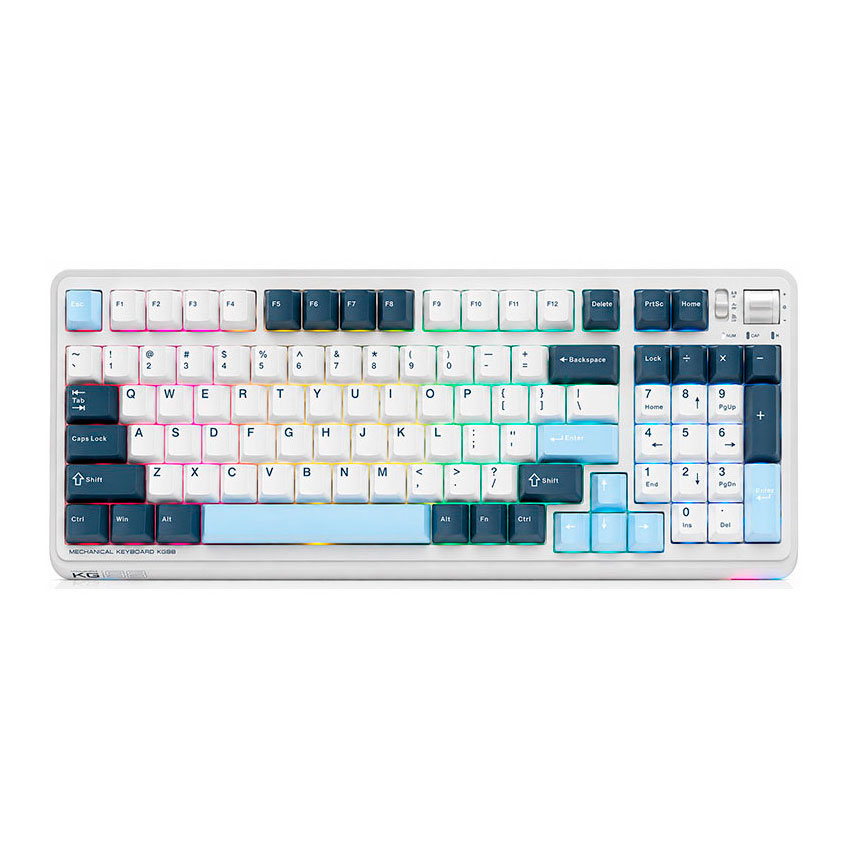 TECLADO MECÁNICO MACHENIKE KG98 AZUL TRIPLE CONEXIÓN SWITCH SILVER 98% - 2