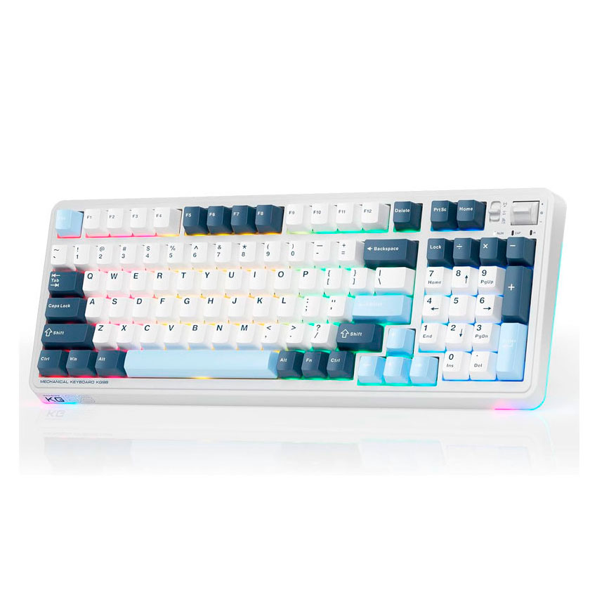 TECLADO MECÁNICO MACHENIKE KG98 AZUL TRIPLE CONEXIÓN SWITCH SILVER 98% - 3