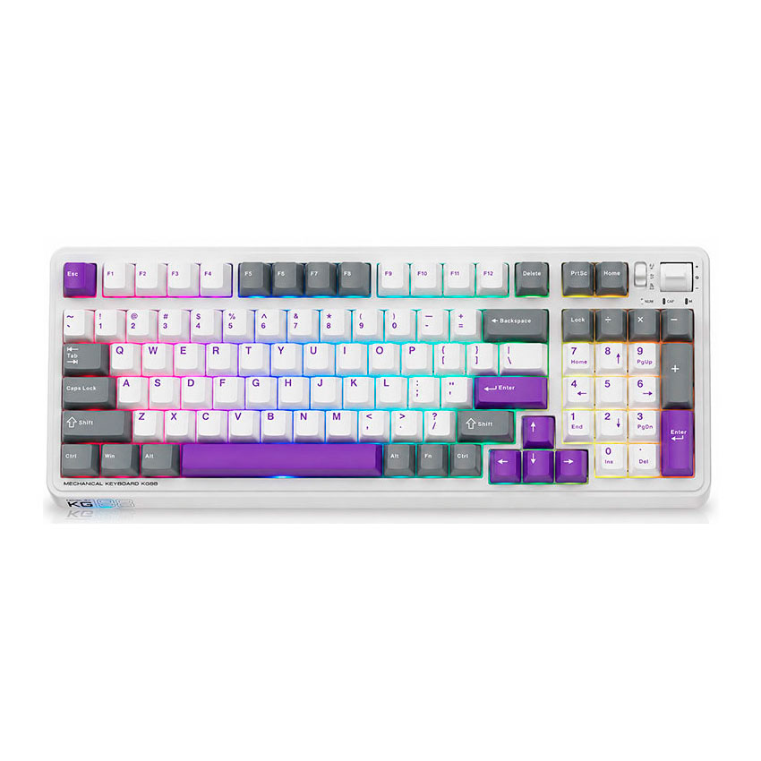 TECLADO MECÁNICO MACHENIKE KG98 MORADO RGB TRIPLE CONEXIÓN SWITCH PURPLE GOLD - 2
