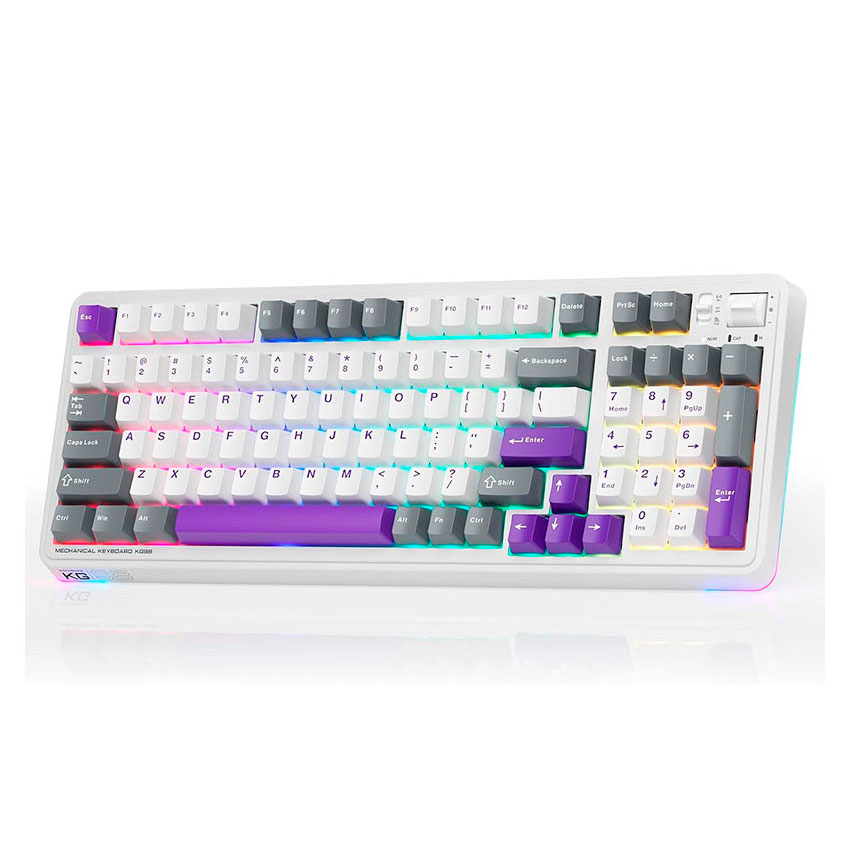 TECLADO MECÁNICO MACHENIKE KG98 MORADO RGB TRIPLE CONEXIÓN SWITCH PURPLE GOLD - 3