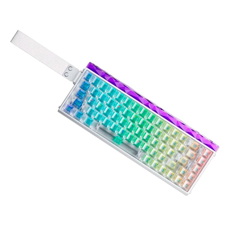 TECLADO GAMER MAGNÉTICO AULA HERO68HE SWITCH SILVER RGB GASKET 8000HZ BLANCO TRANSPARENTE - 1