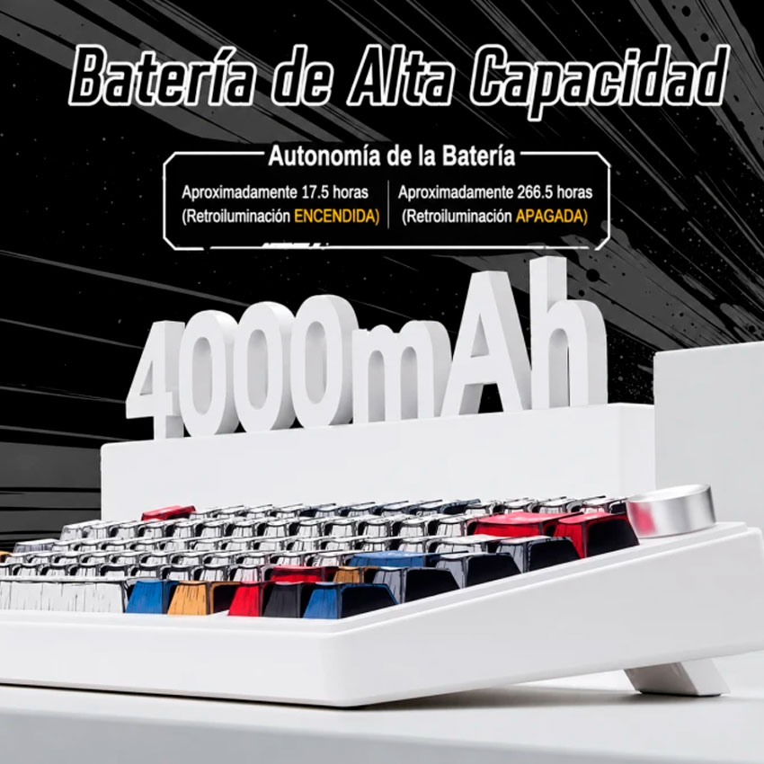 TECLADO MECÁNICO AULA F75 RGB INALÁMBRICO ESPAÑOL PBT GASKET HOT-SWAP STAR VECTOR 4000MAH - 5