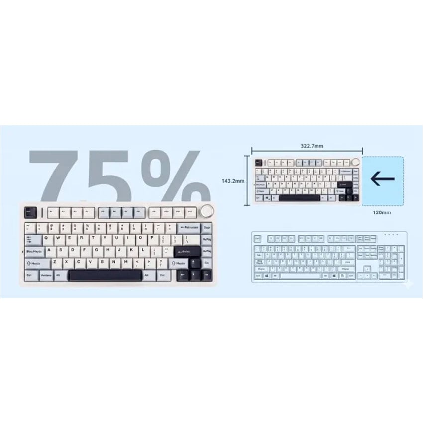TECLADO MECÁNICO AULA F75 RGB RAINBOW 75% USB-C INGLÉS PINK SWITCH - 4