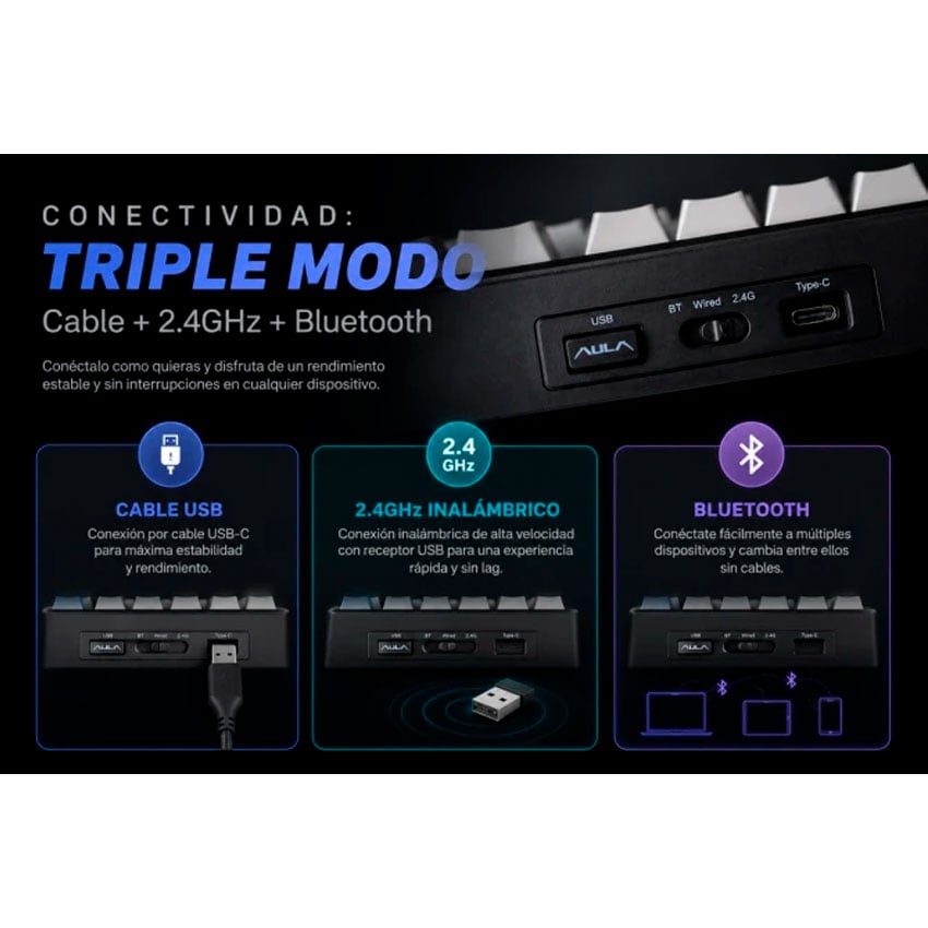 AULA F75 MAX TECLADO MECÁNICO RGB ESPAÑOL INALÁMBRICO - 3