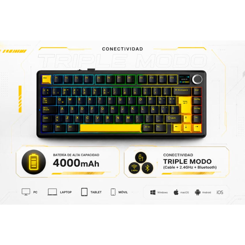 AULA F75 MAX TECLADO MECÁNICO 75% ESPAÑOL RGB NEGRO - 3