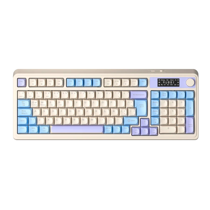 TECLADO AULA S99 PRO INALÁMBRICO ESPAÑOL RGB, MEMBRANA, PANTALLA Y PERILLA MULTIFUNCIÓN - 1