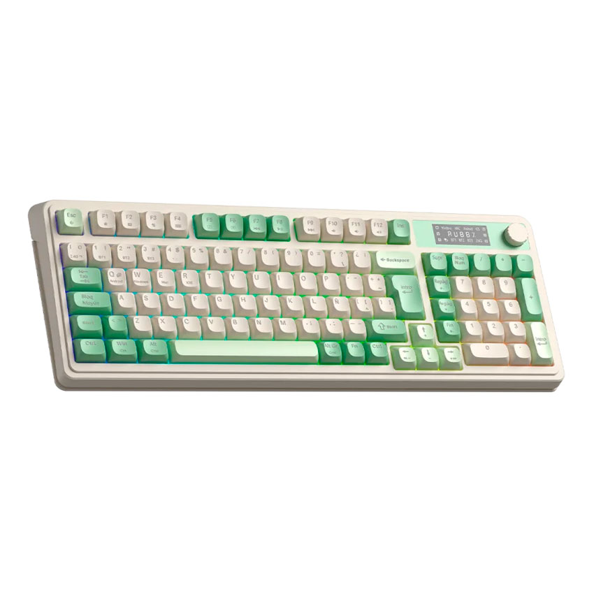 TECLADO AULA S99 PRO ESPAÑOL INALÁMBRICO RGB, PANTALLA Y PERILLA, TRIPLE MODO VERDE Y BLANCO - 2