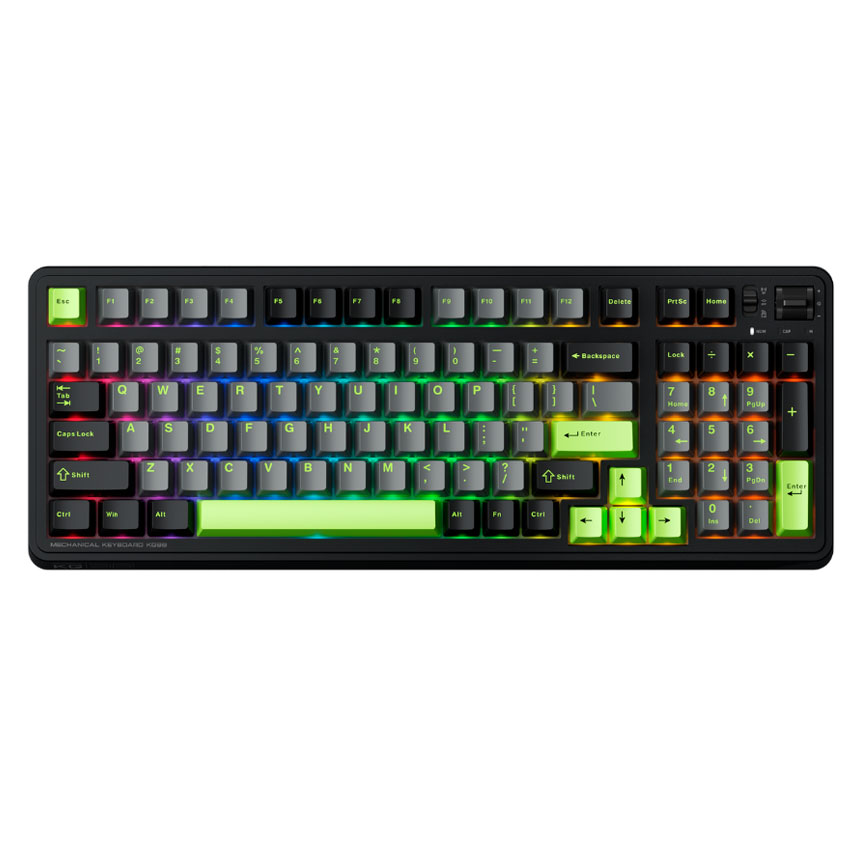 TECLADO GAMER MACHENIKE KG98 MECÁNICO 98% RGB SWITCH SILVER TRIPLE CONEXIÓN USB BLUETOOTH 2.4G - 2