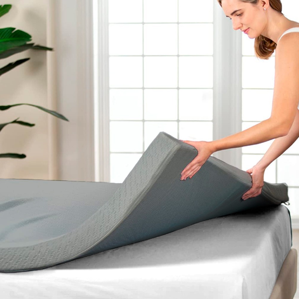 TOPPER 1 PLAZA Y MEDIA SOBRECOLCHON ESPUMA VISCOELASTICA GRIS TERAFLEX 190X100X8 CM - 1