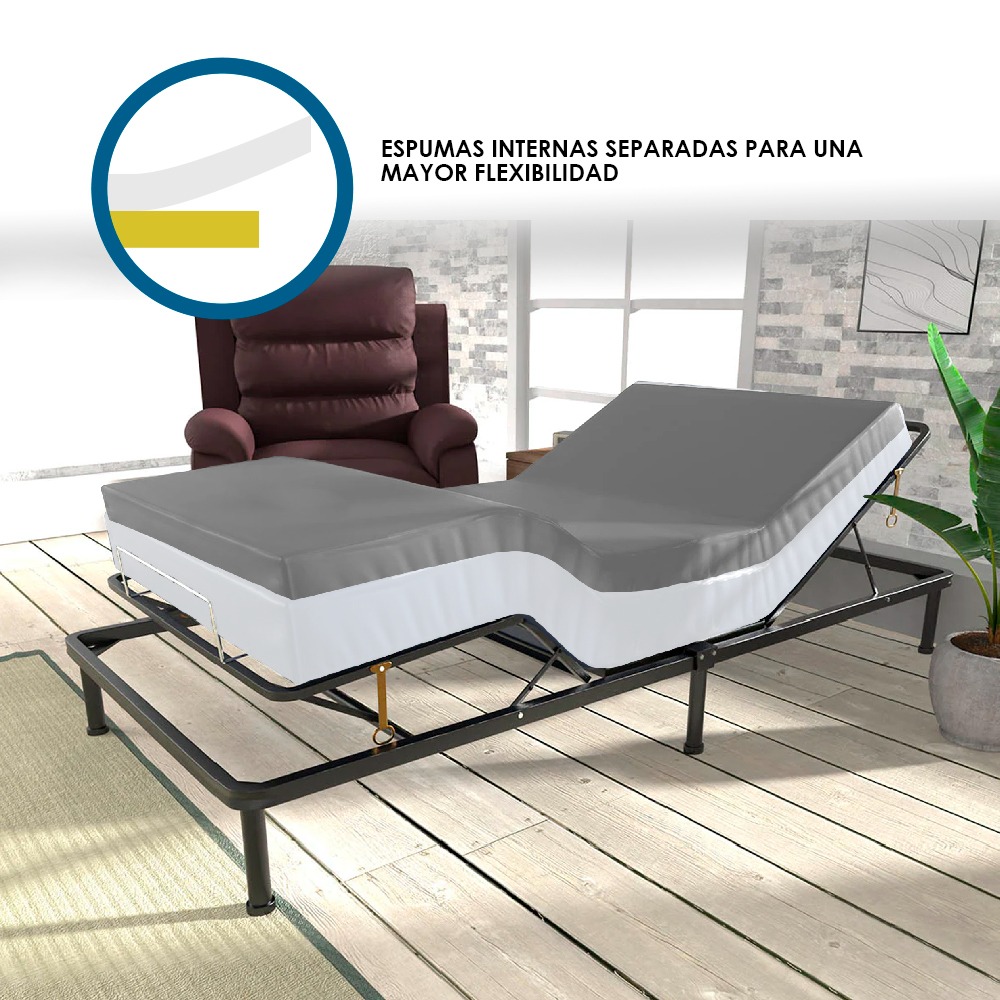 TOPPER 1 PLAZA Y MEDIA SOBRECOLCHON ESPUMA VISCOELASTICA GRIS TERAFLEX 190X100X8 CM - 4