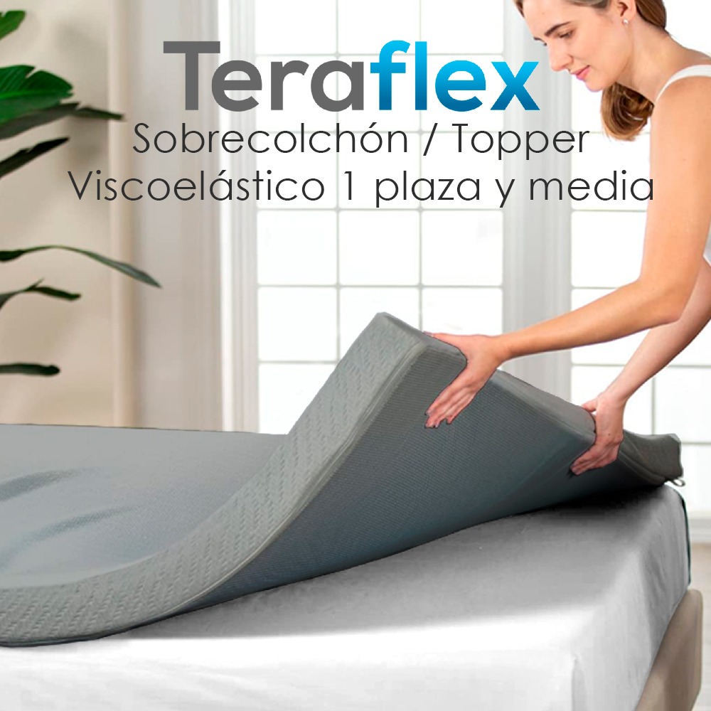 TOPPER 1 PLAZA Y MEDIA SOBRECOLCHON ESPUMA VISCOELASTICA GRIS TERAFLEX 190X100X8 CM - 8