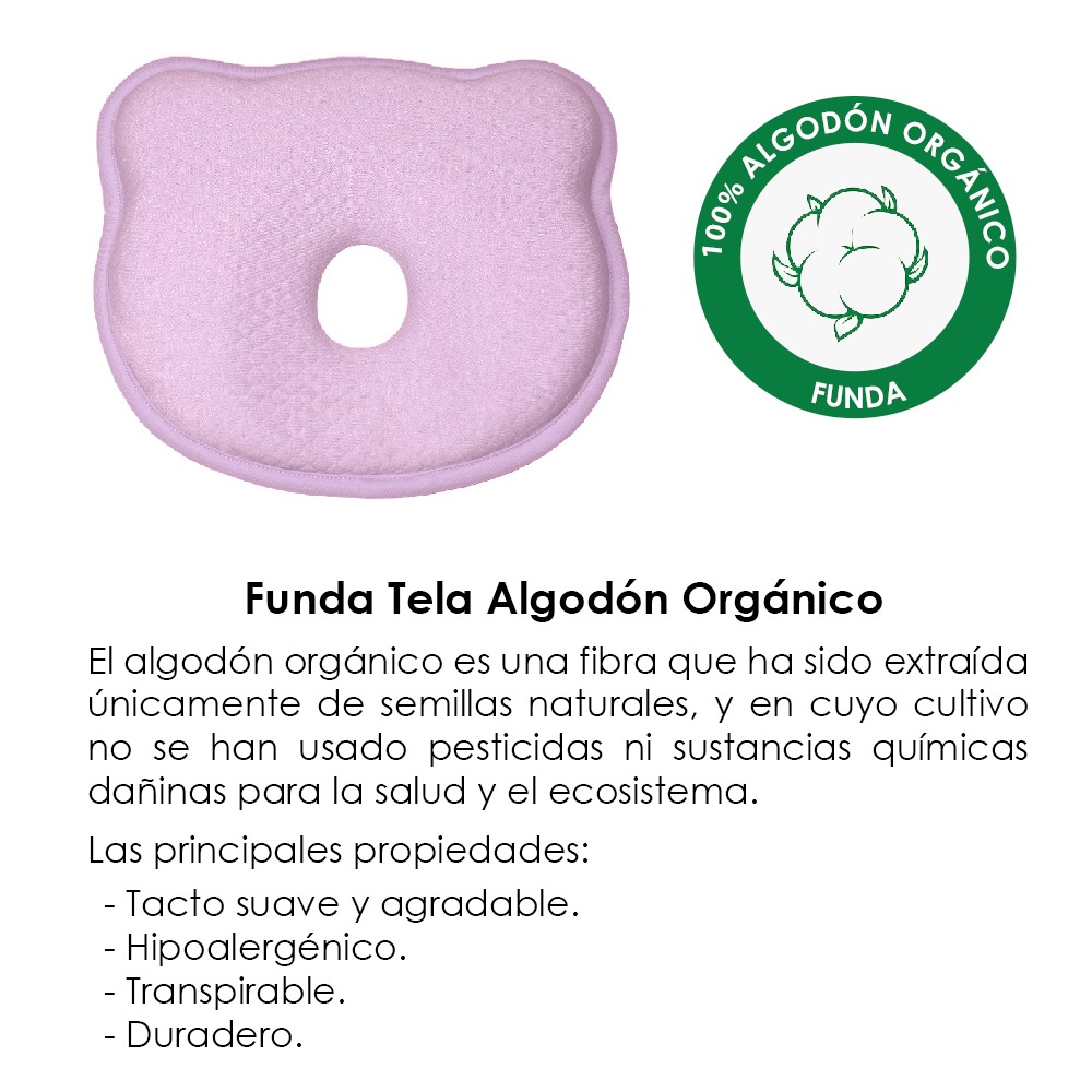 COJÍN POSICIONADOR ANTICAÍDAS Y ALMOHADA BEBÉ MEMORY FOAM ROSADO  TERAFLEX - 8