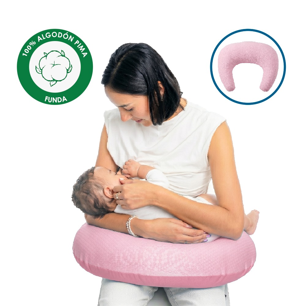 ALMOHADA LACTANCIA MULTIUSOS FUNDA ACOLCHADA ALGODON PIMA ROSADO TERAFLEX - 1
