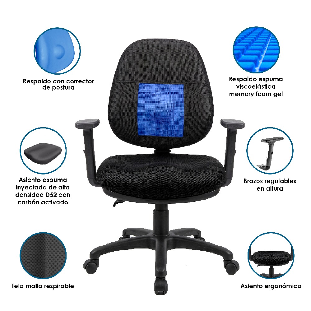 SILLA ERGONÓMICA CORRECTORA DE POSTURA ESPUMA CARBON GEL TERAFLEX - 2