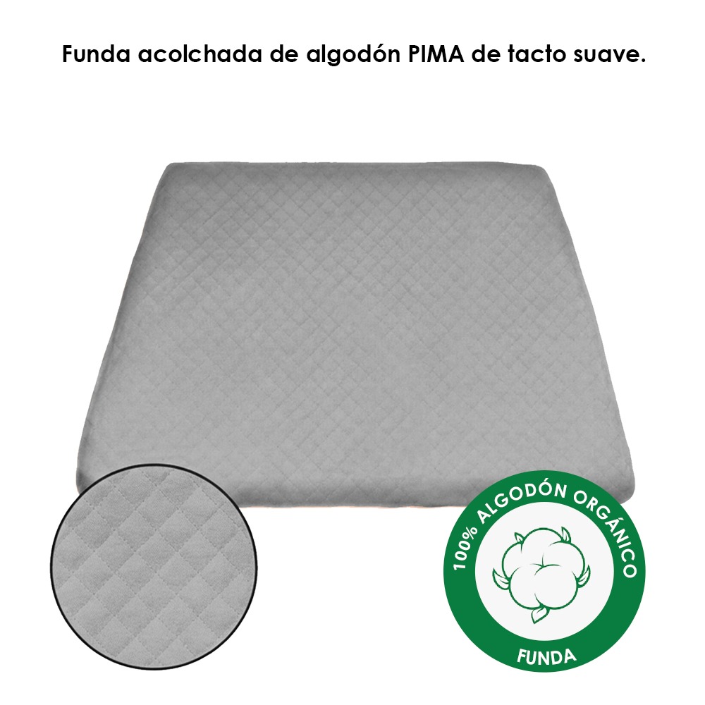 ALMOHADA COJIN ANTIREFLUJO FUNDA ALGODON PIMA GRIS TERAFLEX 60X55X25CM - 5