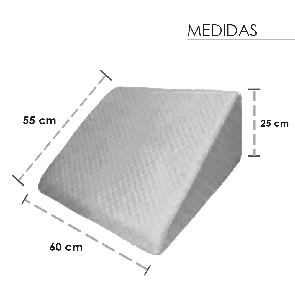 ALMOHADA COJIN ANTIREFLUJO FUNDA ALGODON PIMA GRIS TERAFLEX 60X55X25CM - 6