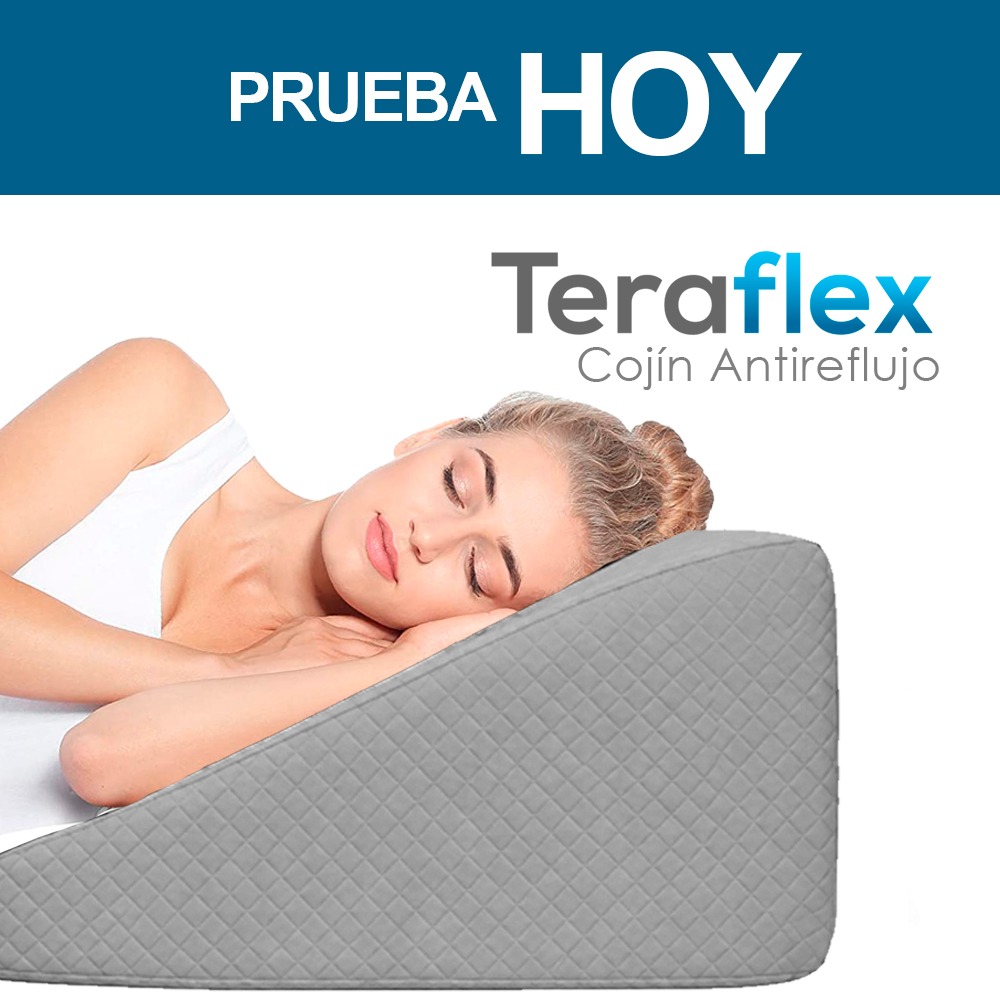 ALMOHADA COJIN ANTIREFLUJO FUNDA ALGODON PIMA GRIS TERAFLEX 60X55X25CM - 7