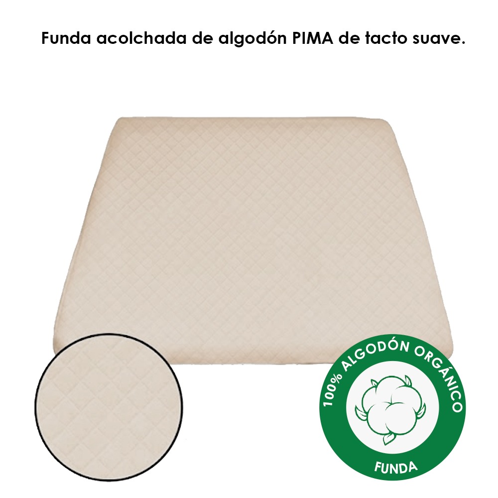 ALMOHADA COJIN ANTIREFLUJO FUNDA ALGODON PIMA BEIGE TERAFLEX 60X55X25CM - 5