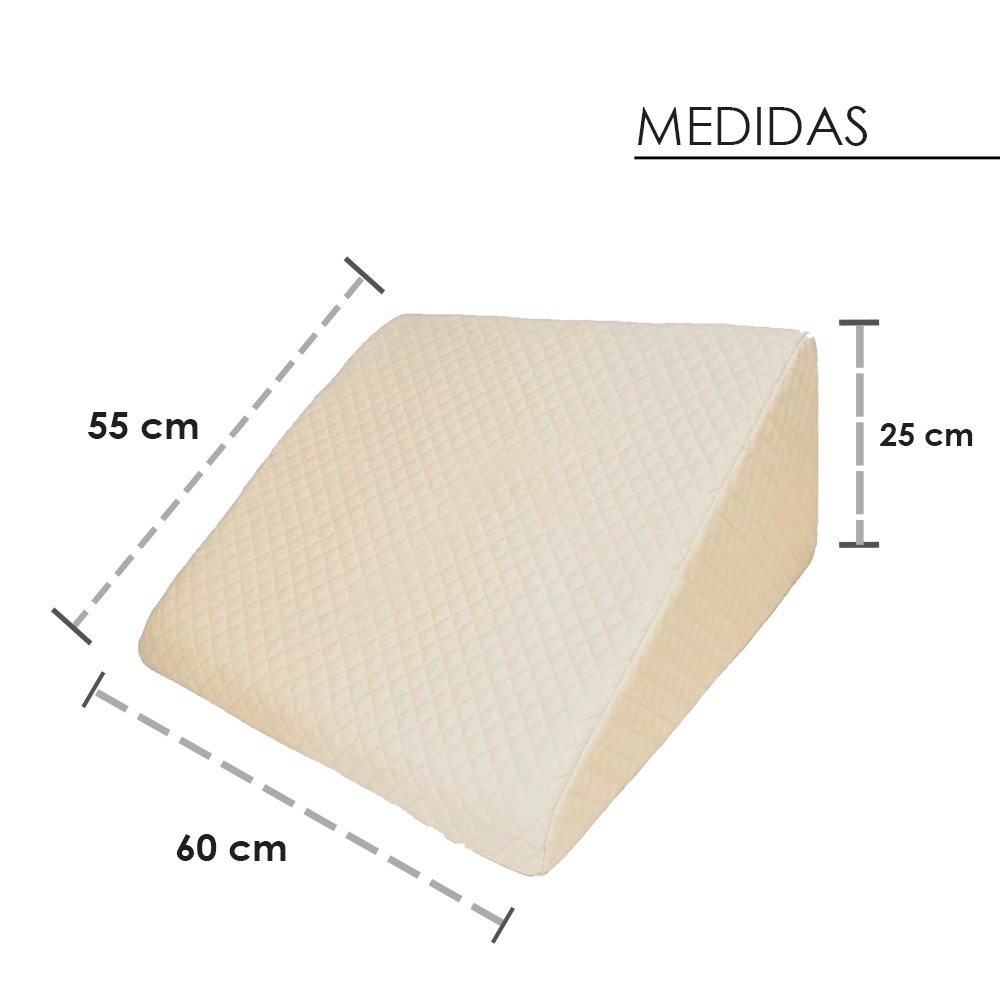 ALMOHADA COJIN ANTIREFLUJO FUNDA ALGODON PIMA BEIGE TERAFLEX 60X55X25CM - 6