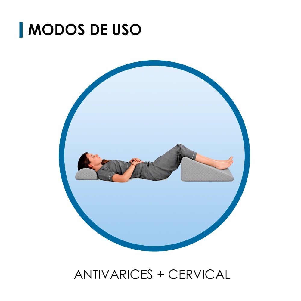 COJIN ANTIREFLUJO Y ALMOHADA CERVICAL GRIS FUNDA ALGODON PIMA TERAFLEX 60X55X30 CM - 3