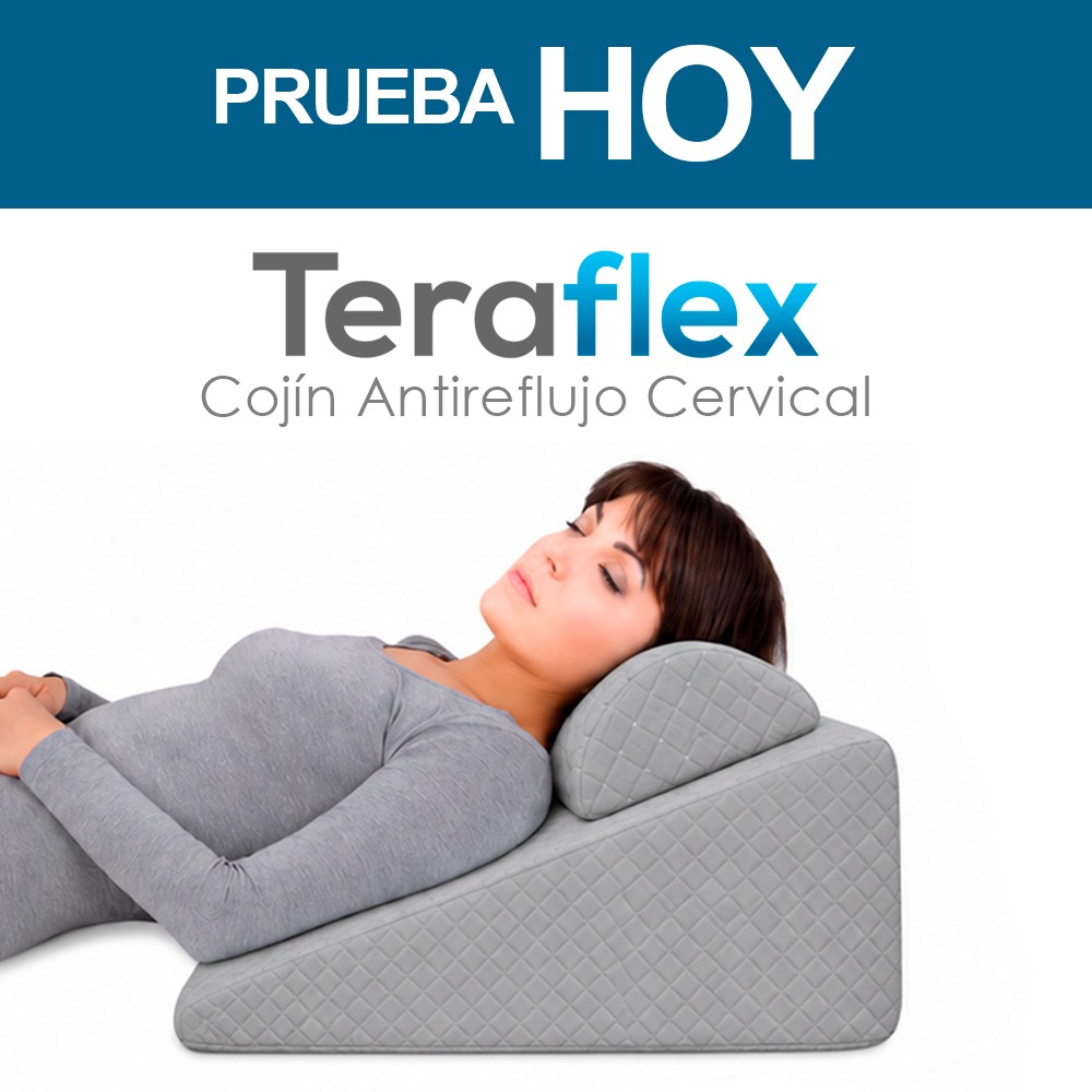 COJIN ANTIREFLUJO Y ALMOHADA CERVICAL GRIS FUNDA ALGODON PIMA TERAFLEX 60X55X30 CM - 9