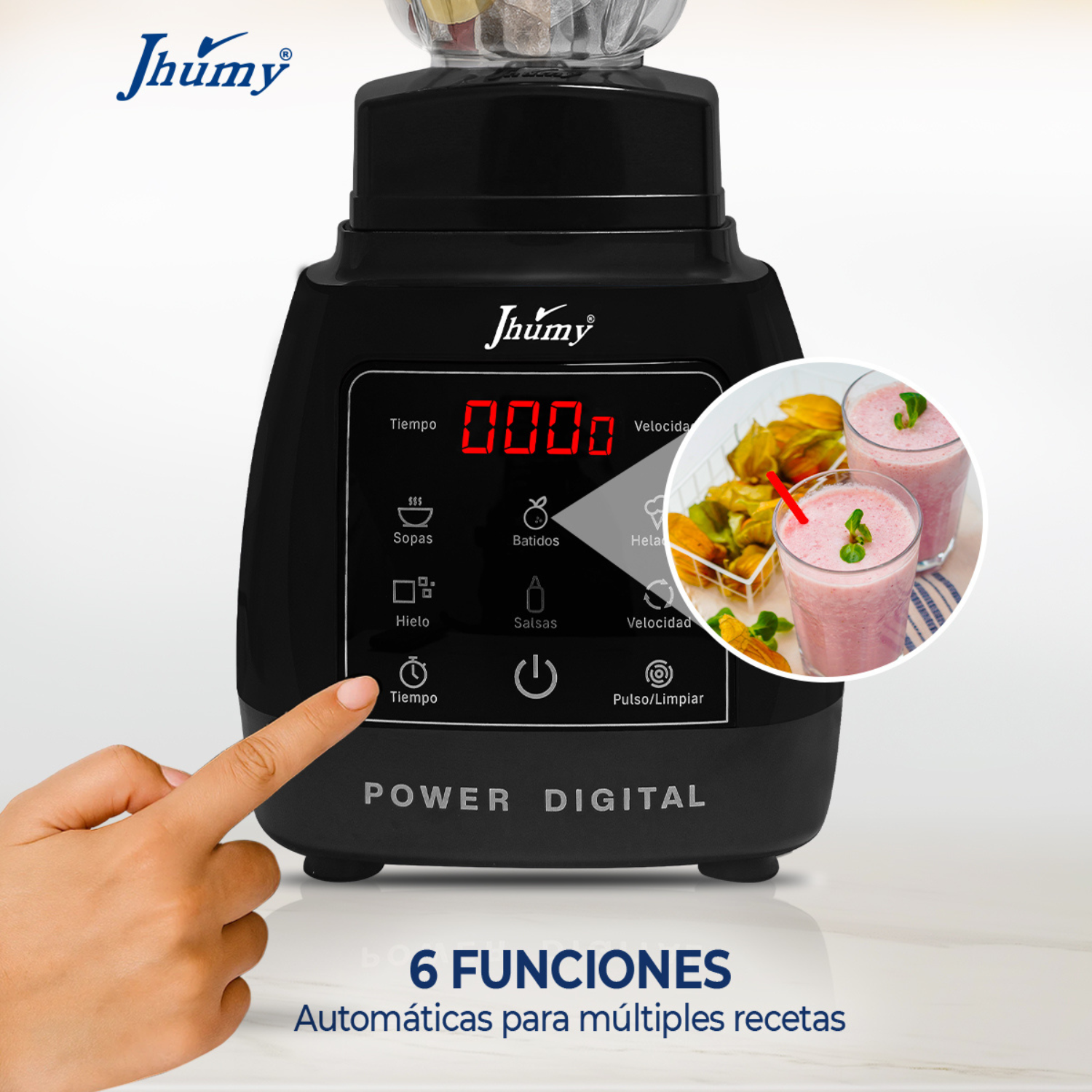 LICUADORA POWER DIGITAL NEGRO 1500W 2L JHUMY - 3