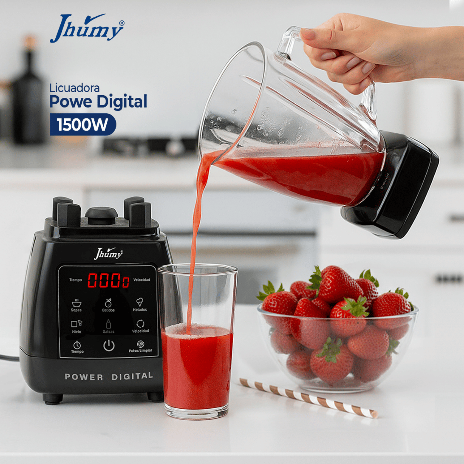 LICUADORA POWER DIGITAL NEGRO 1500W 2L JHUMY - 4