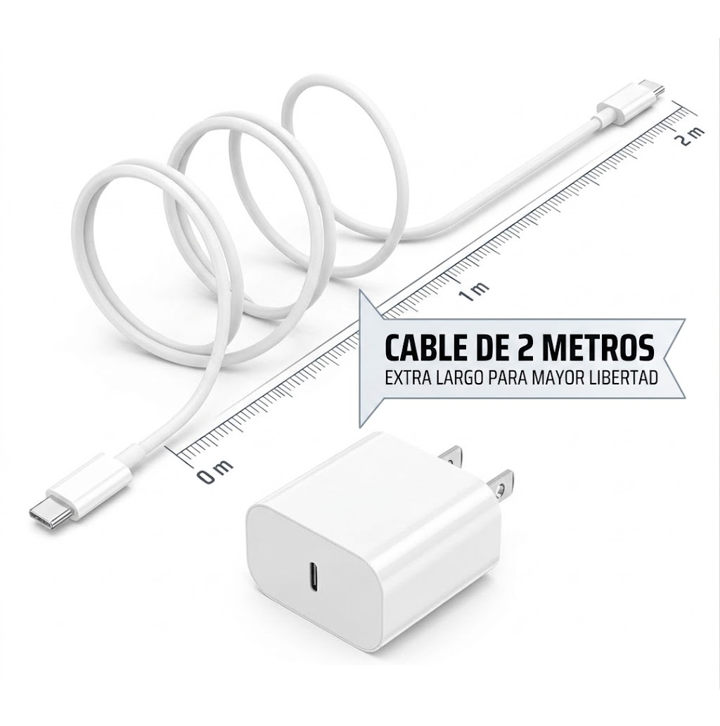 CARGADOR IPHONE 15 PLUS PRO MAX CABLE 1.8 METROS CARGA RAPIDA DATOS - 1