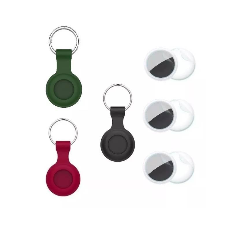 FUNDA PROTECTOR LLAVERO PARA APPLE AIRTAG SILICONA PACK X3 CON MICAS - 1