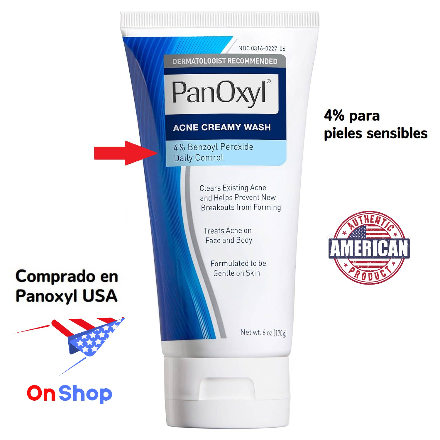 LIMPIADOR PANOXYL EL ACNÉ PERÓXIDO BENZOILO 4 CREMOSO SENSIBLE - 1