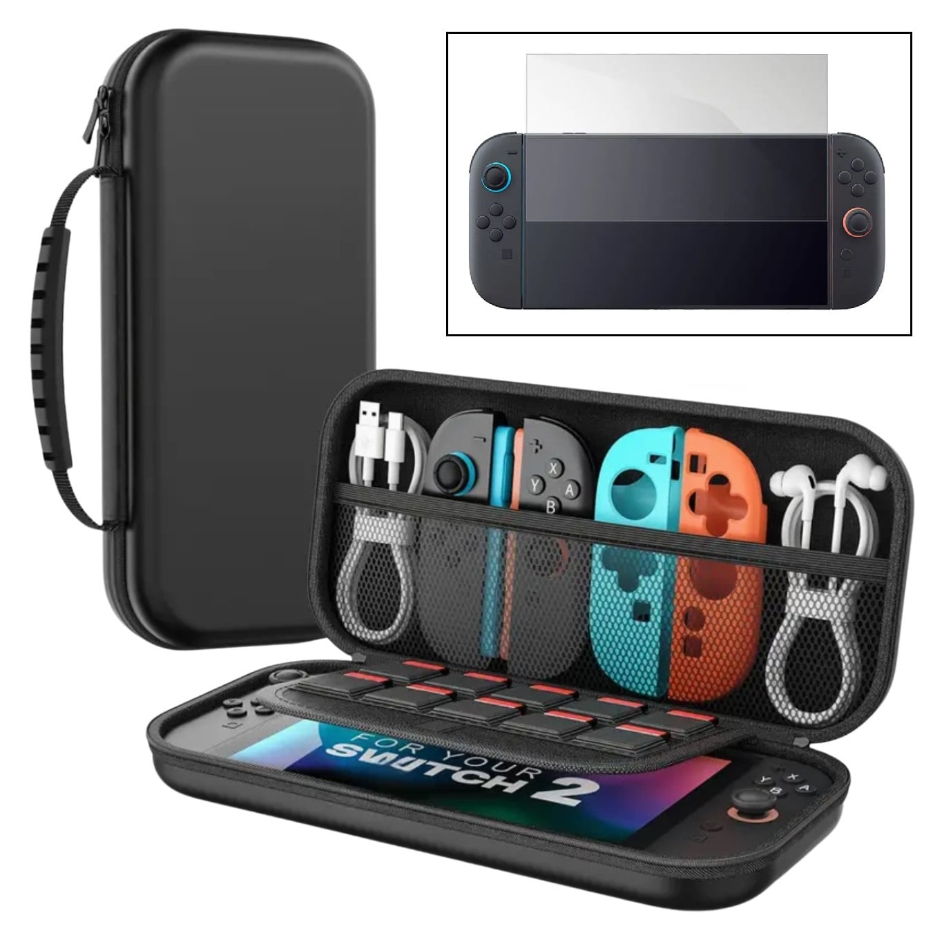 ESTUCHE Y MICA VIDRIO PARA NINTENDO SWITCH 2 DEL 2025 CASE - 1