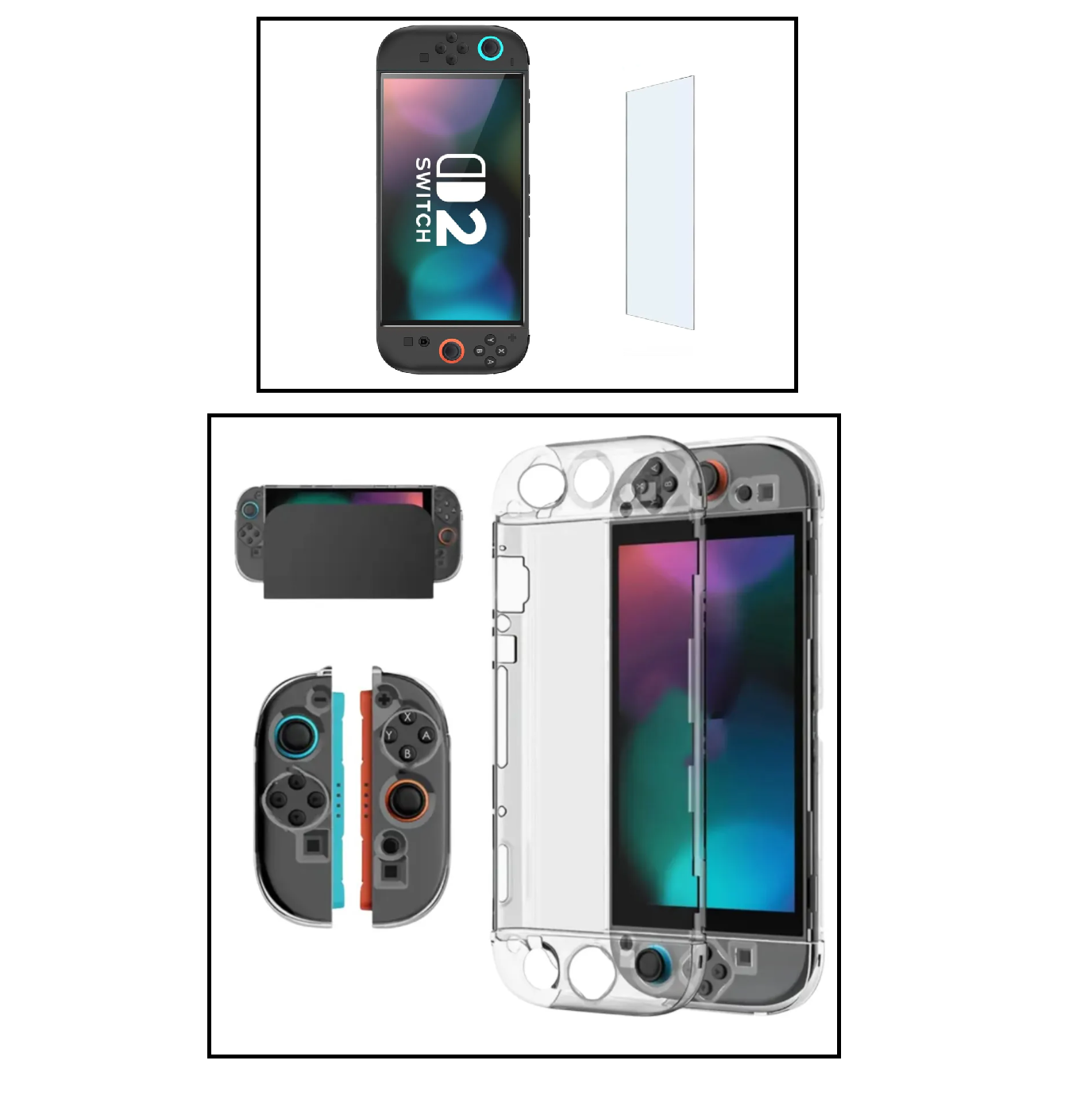 MICA VIDRIO Y CASE PROTECTOR PARA NINTENDO SWITCH 2 - 2025 - 1