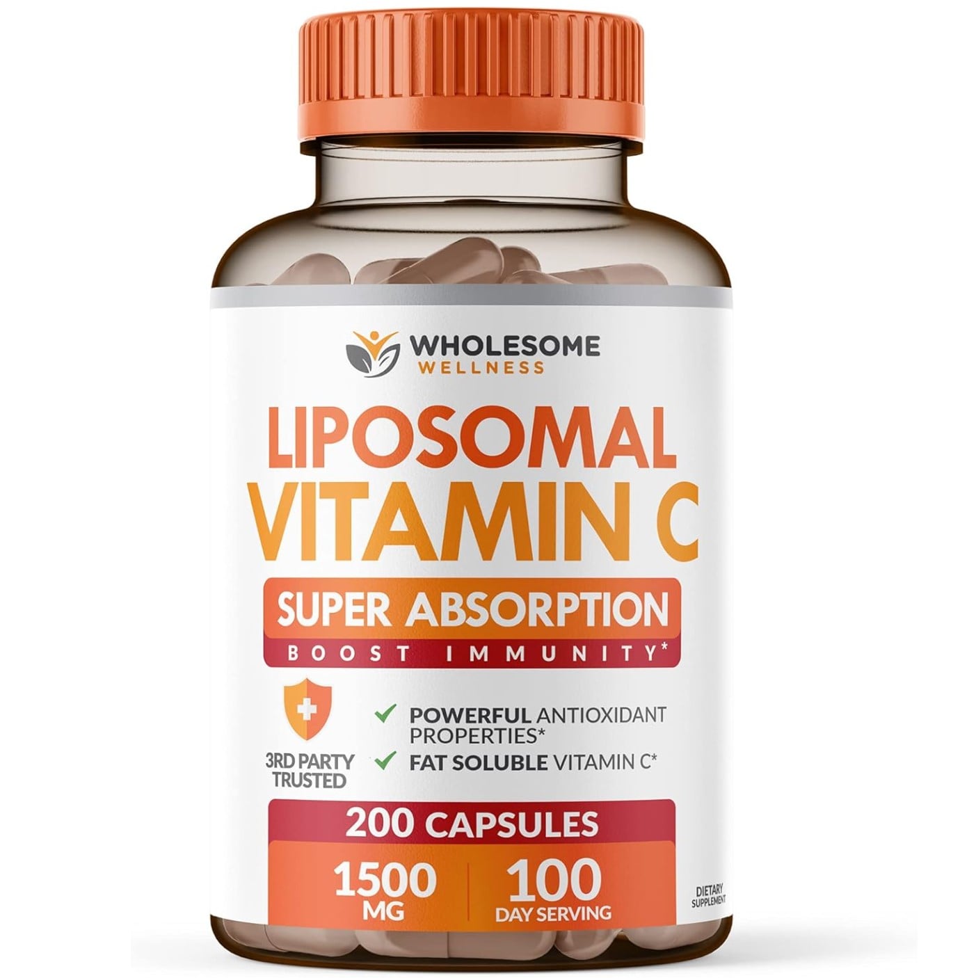 VITAMINA C LIPOSOMAL 200 CAPSULAS ÁCIDO ASCÓRBICO WHOLESOME - 1