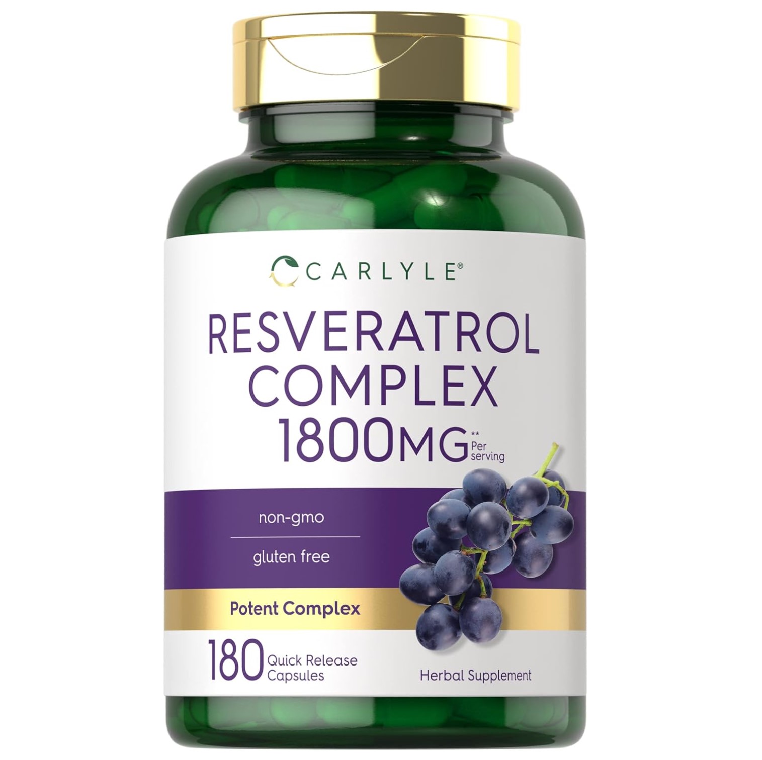VITAMINA CARLYLE COMPLEJO DE RESVERATROL 1800MG 180 CAPSULAS - 1