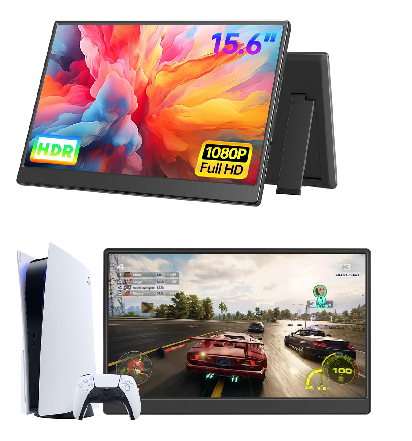 MONITOR PORTATIL PANTALLA 15.6 FHD 1080P IPS HDR PARLANTES - 1