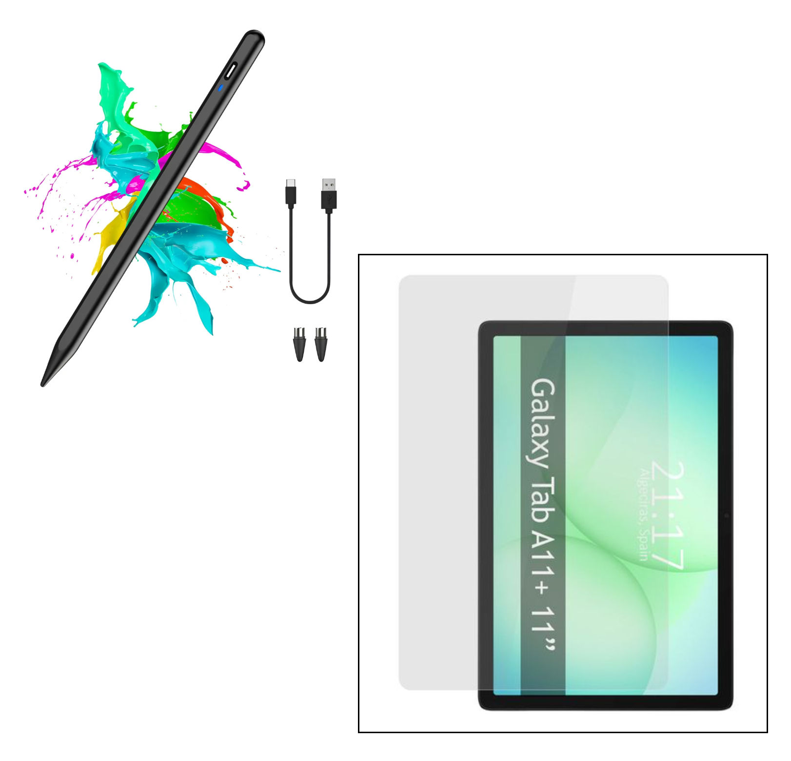LÁPIZ PEN STYLUS PARA GALAXY TAB A11 PLUS Y MICA PAPEL - 1