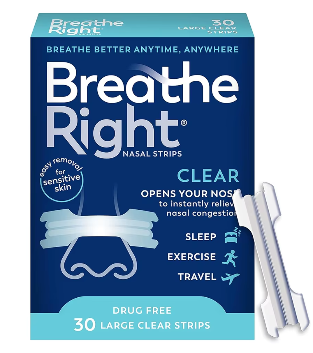 TIRAS NASALES BREATHE RIGHT CLEAR RESPIRA MEJOR RONQUIDOS - 1