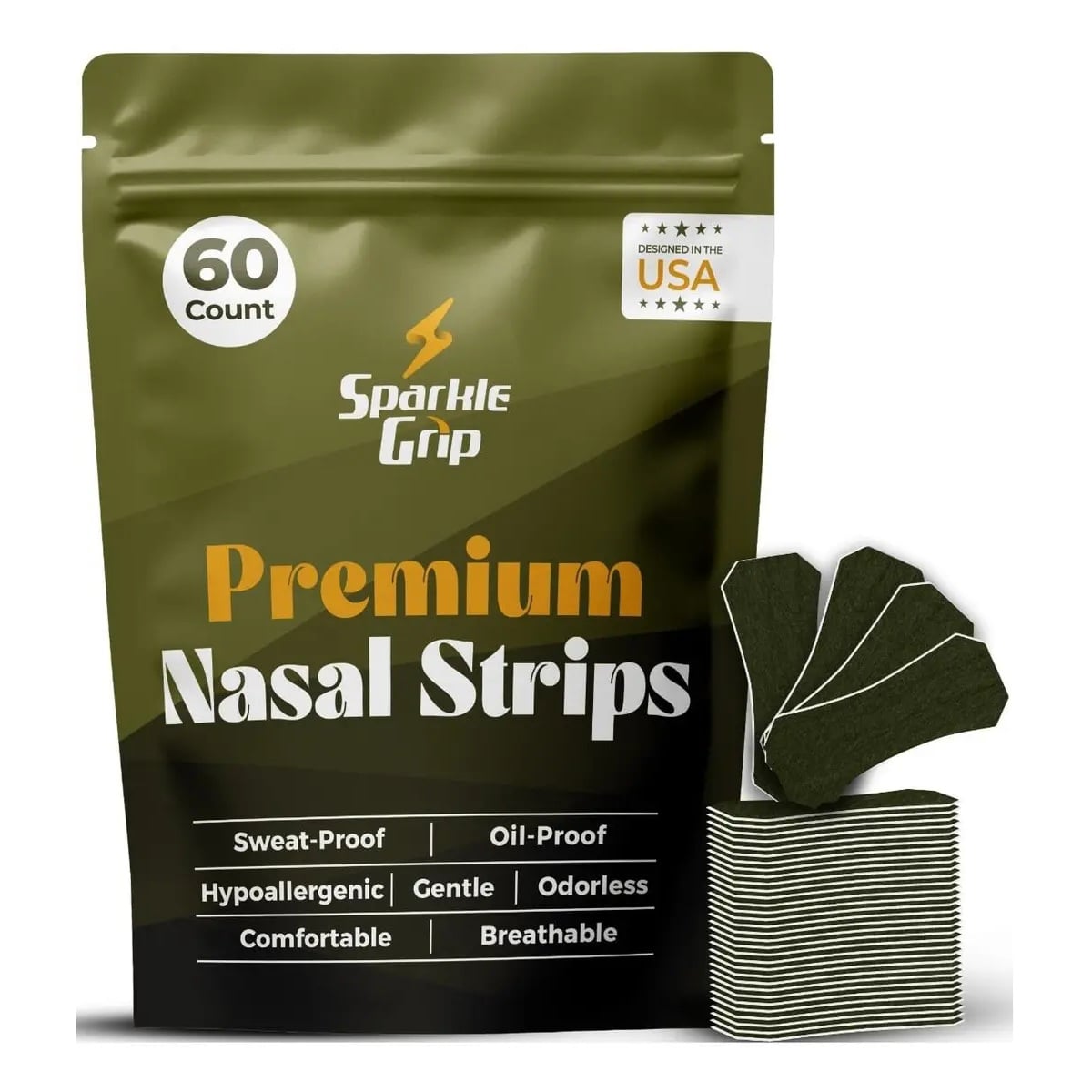 60 TIRAS NASALES AMERICANAS SPARKLE GRIP RESPIRA MEJOR NARIZ NASAL - 1