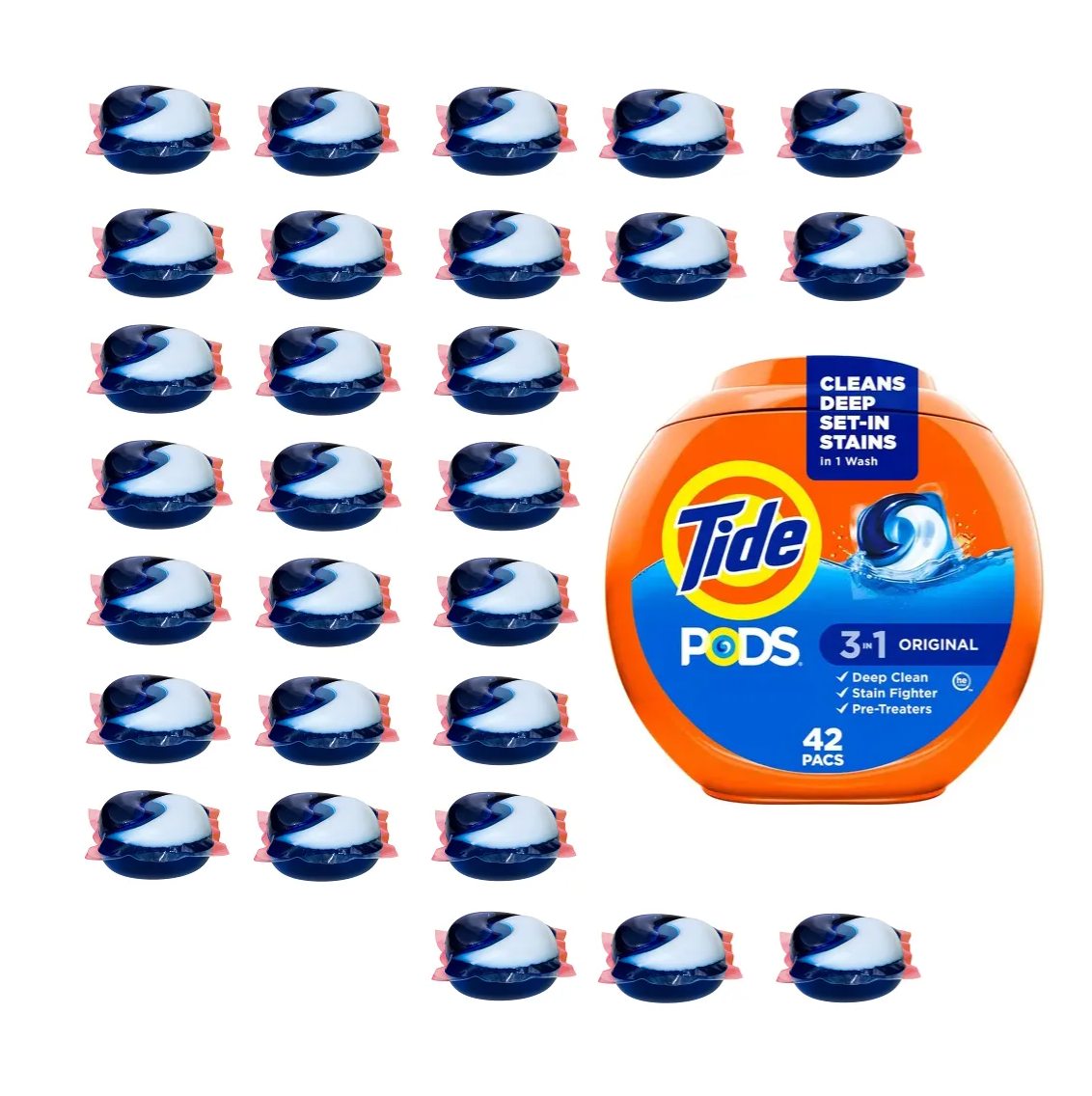 28 TIDE PODS DETERGENTE AMERICANO SIN CAJA - 1
