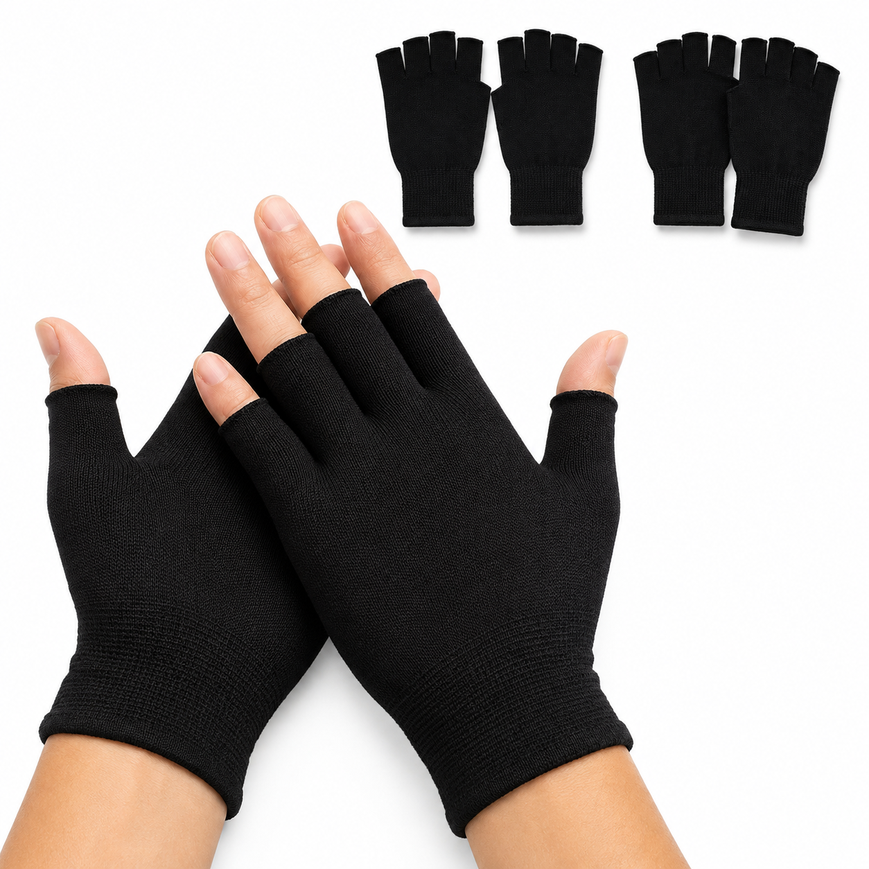 04 GUANTES DELGADOS MITONES SIN DEDOS - 1