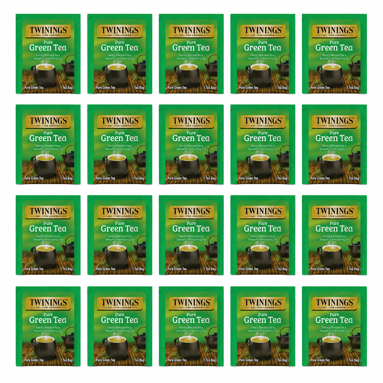 20 SOBRES TWININGS TE VERDE PURO GREEN TEA INGLATERRA - 1