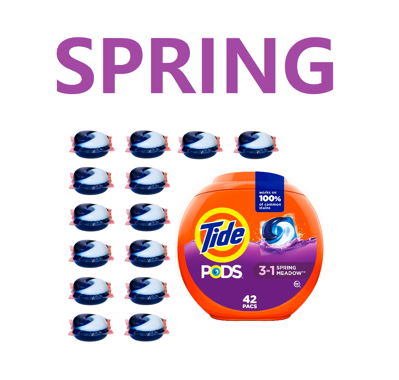 14 TIDE PODS DETERGENTE AMERICANO SPRING MEADOW SIN CAJA - 1
