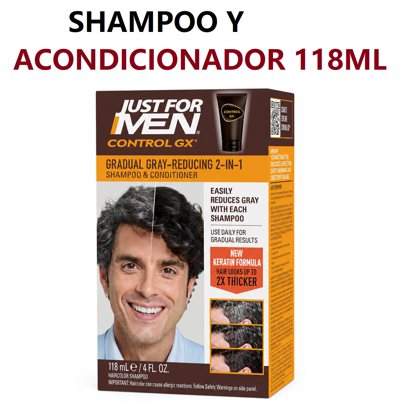 SHAMPOO Y ACONDICIONADOR JUST FOR MEN 2 EN 1 CANAS 118ML - 1