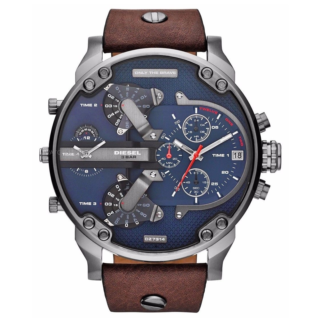 RELOJ DIESEL HOMBRE ANÁLOGO DZ7314 BLUE AND BROWN GENUINO - 1
